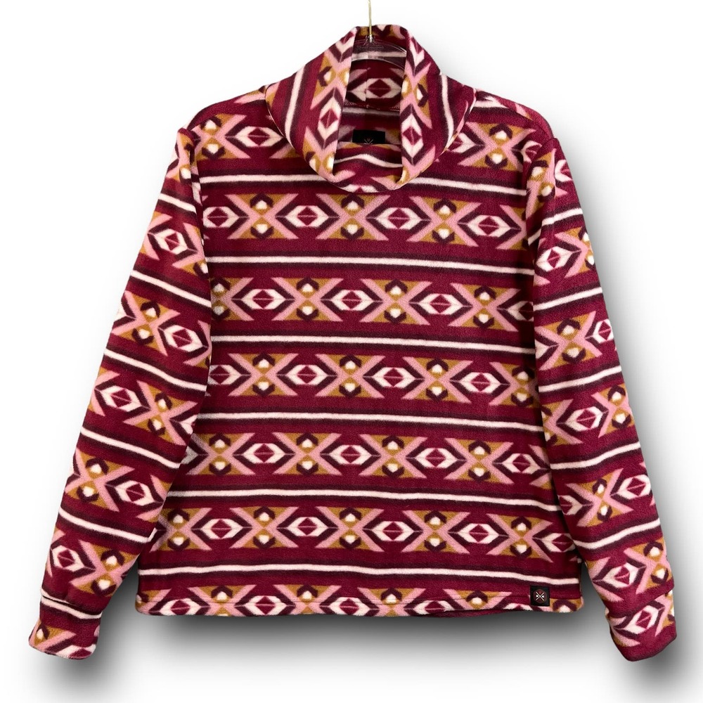 Mountain and Isles Womens Pullover Sweatshirt‎ Large Western Aztec Mock Neck
